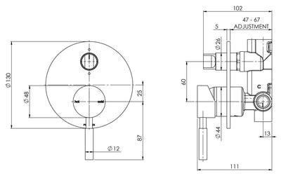 PHOENIX VIVID SHOWER BATH DIVERTER MIXER CHROME