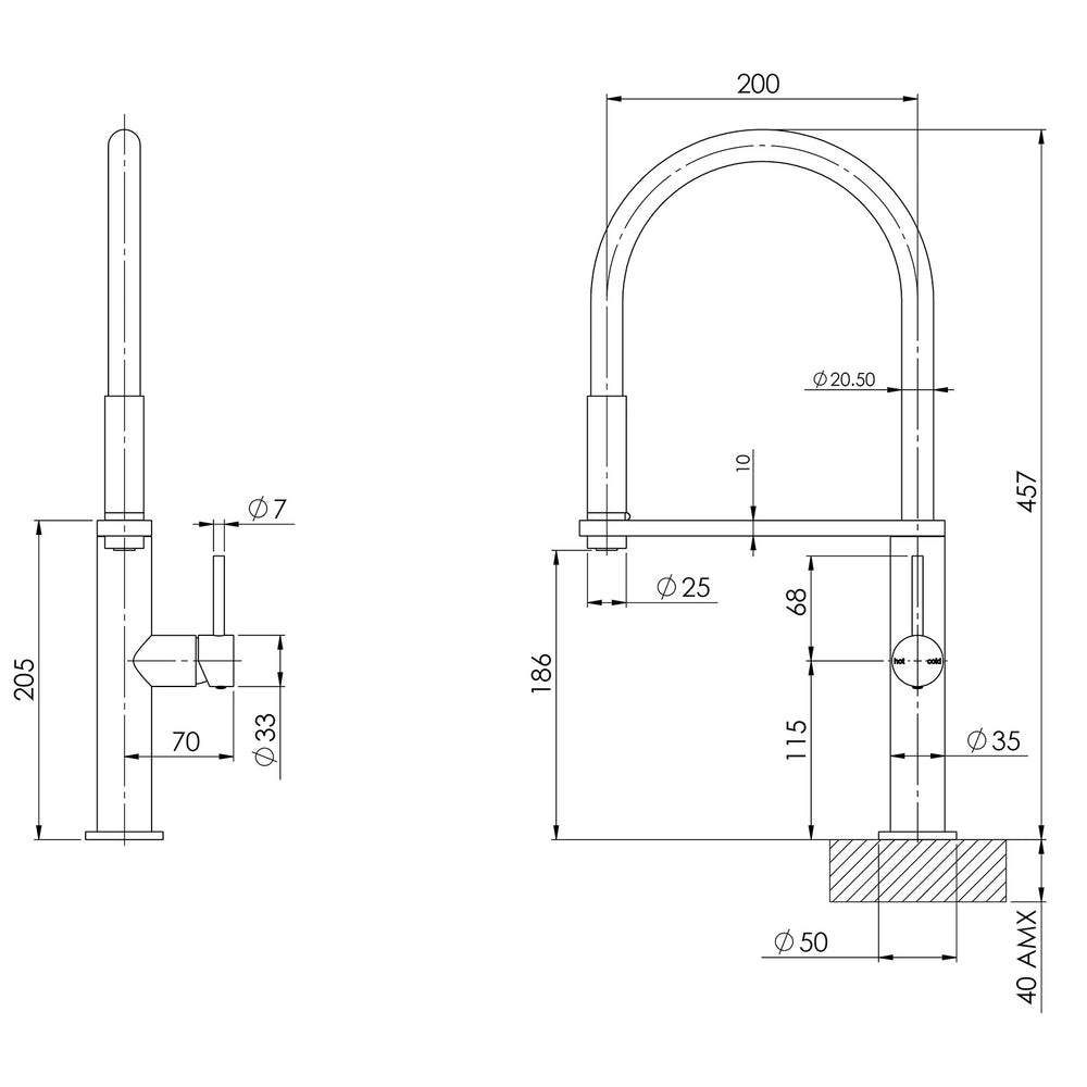 PHOENIX BLIX LEAD FREE FLEXIBLE HOSE SINK MIXER 447MM BRUSHED NICKEL