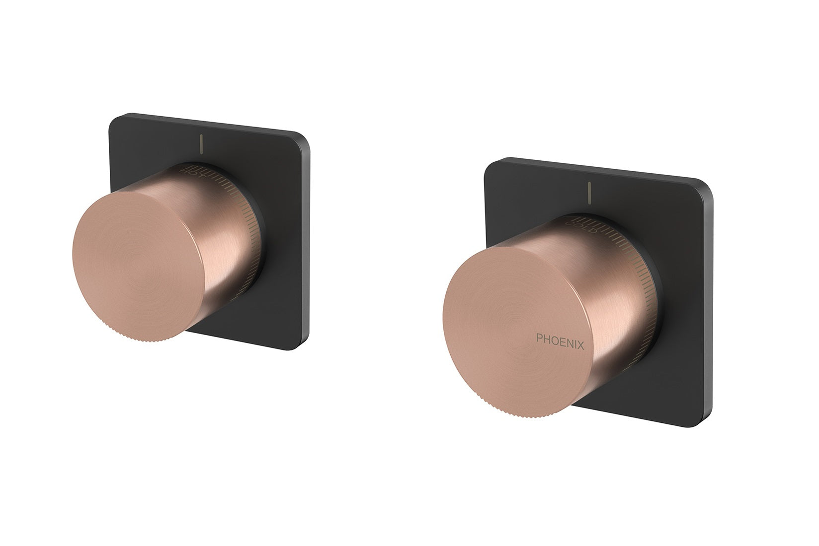 PHOENIX TOI WALL TOP ASSEMBLIES EXTENDED 15MM MATTE BLACK AND BRUSHED ROSE GOLD