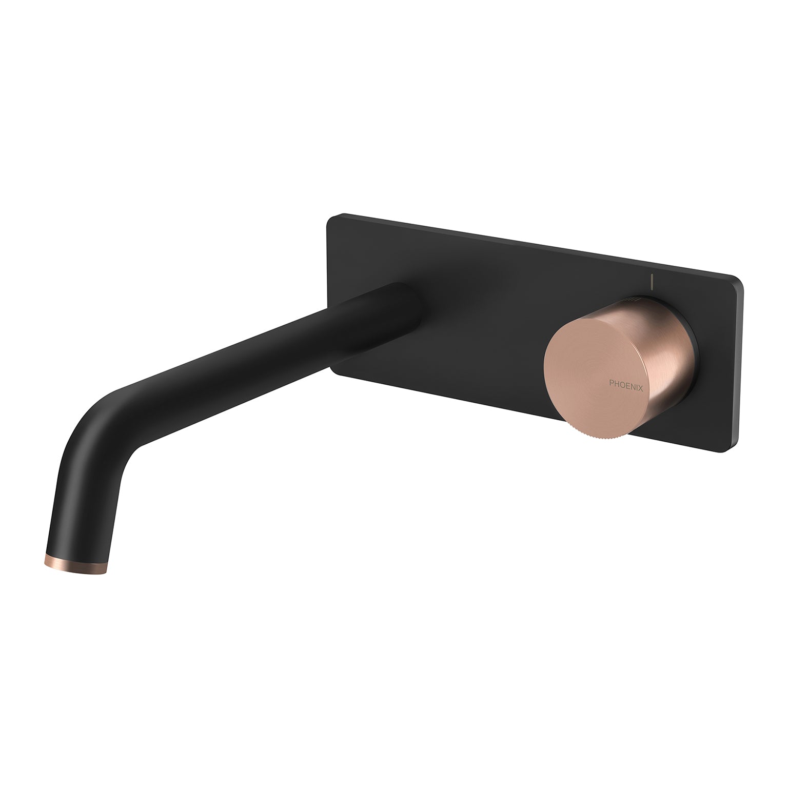 PHOENIX TOI WALL BASIN BATH MIXER SET 180MM MATTE BLACK AND BRUSHED ROSE GOLD