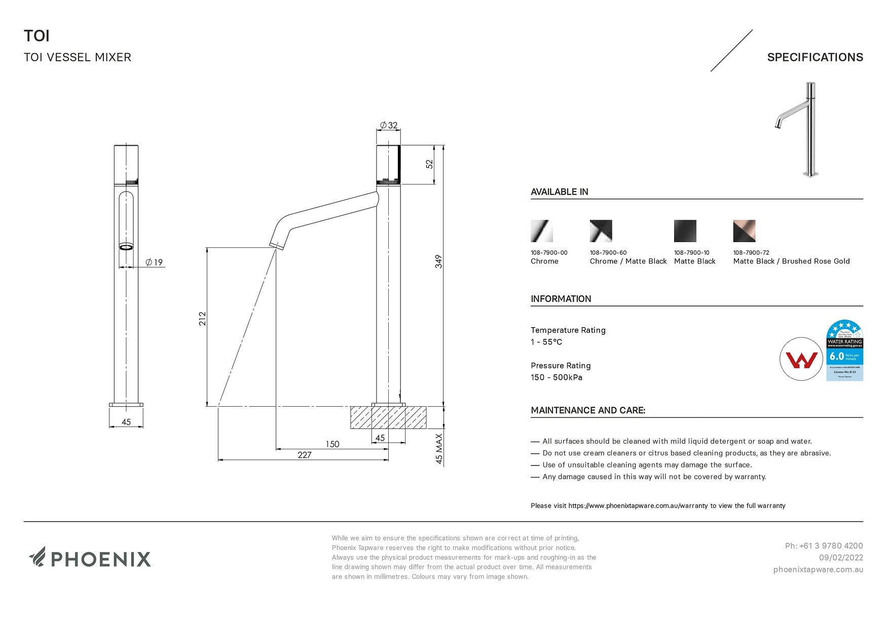 PHOENIX TOI VESSEL MIXER CHROME