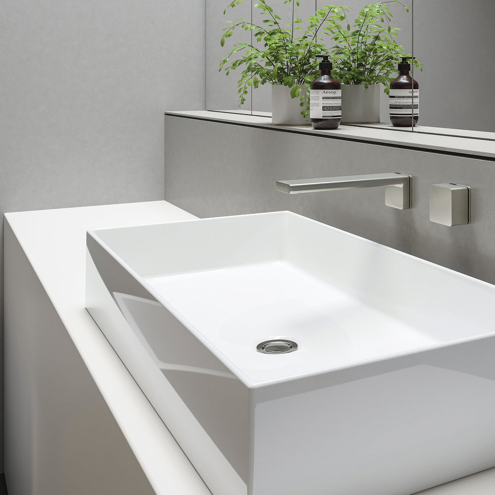 PHOENIX ALIA WALL BASIN BATH OUTLET 200MM BRUSHED NICKEL