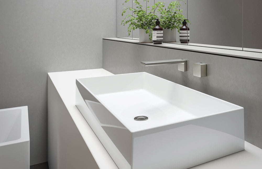 PHOENIX ALIA WALL BASIN BATH OUTLET 200MM BRUSHED NICKEL