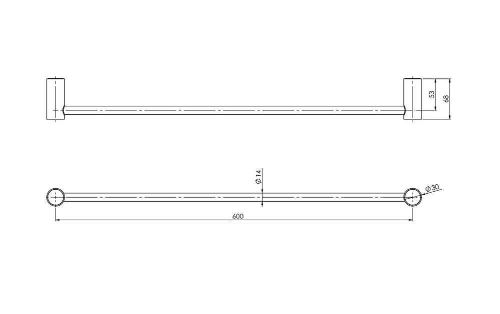 PHOENIX VIVID SLIMLINE SINGLE NON-HEATED TOWEL RAIL CHROME 600MM AND 800MM