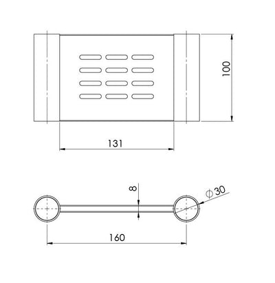 PHOENIX VIVID SLIMLINE SOAP DISH BRUSHED NICKEL 160MM