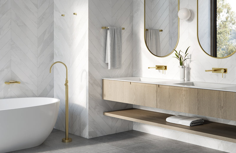 PHOENIX VIVID SLIMLINE NON-HEATED HAND TOWEL RAIL BRUSHED GOLD 350MM