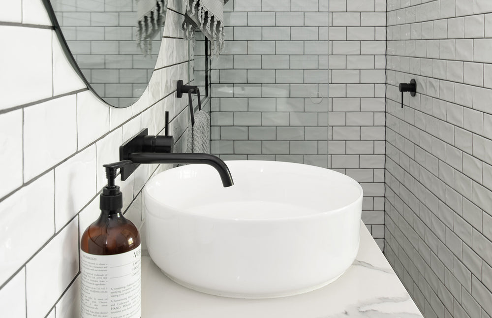 PHOENIX VIVID SLIMLINE UP BASIN BATH WALL MIXER SET MATTE BLACK