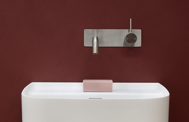 PHOENIX VIVID SLIMLINE UP BASIN / BATH WALL MIXER SET BRUSHED NICKEL