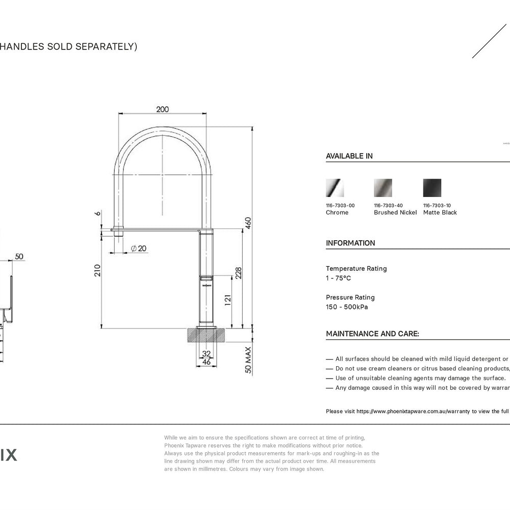 PHOENIX ZIMI SINK MIXER 460MM CHROME