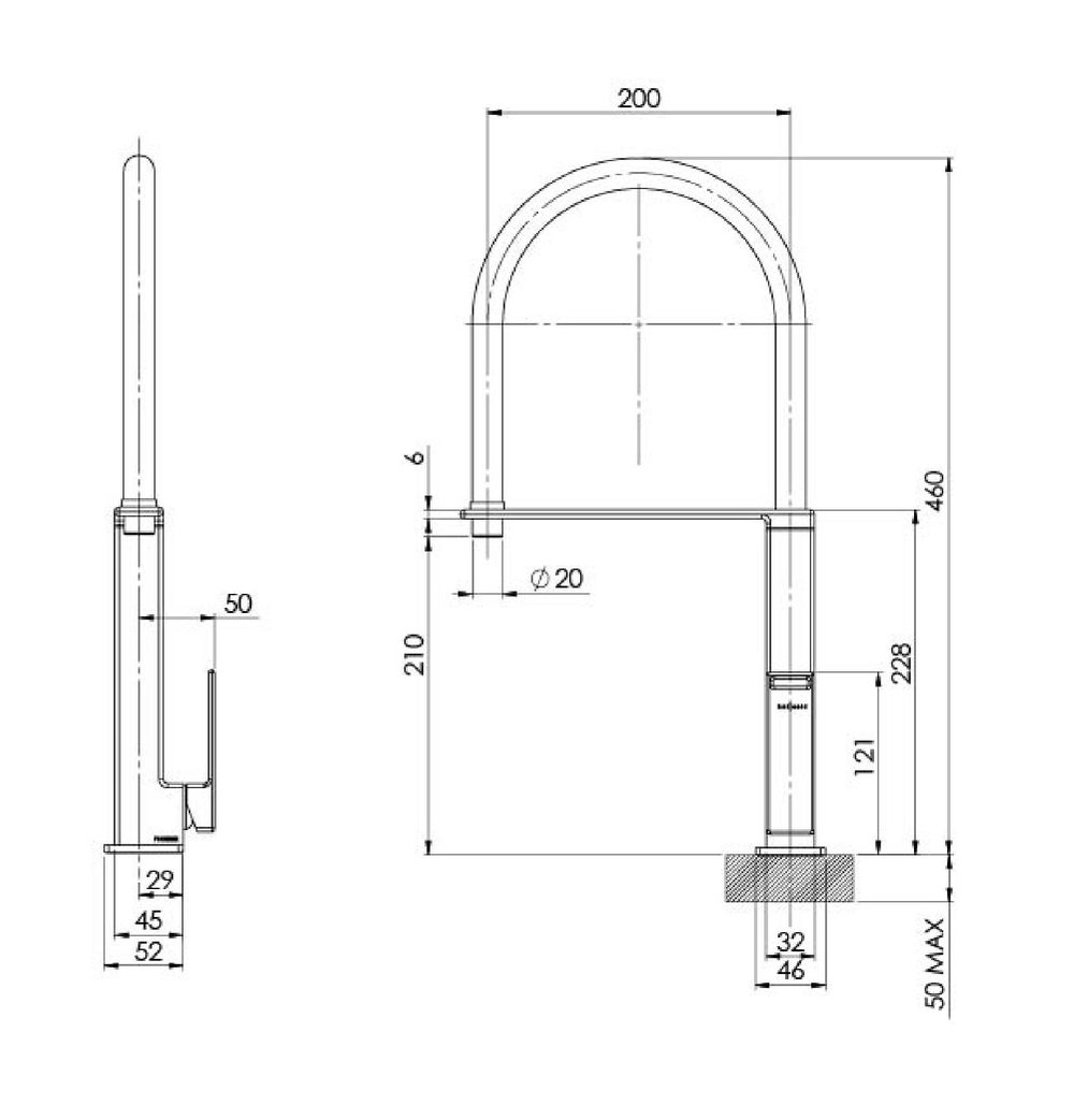 PHOENIX ZIMI SINK MIXER 460MM BRUSHED NICKEL