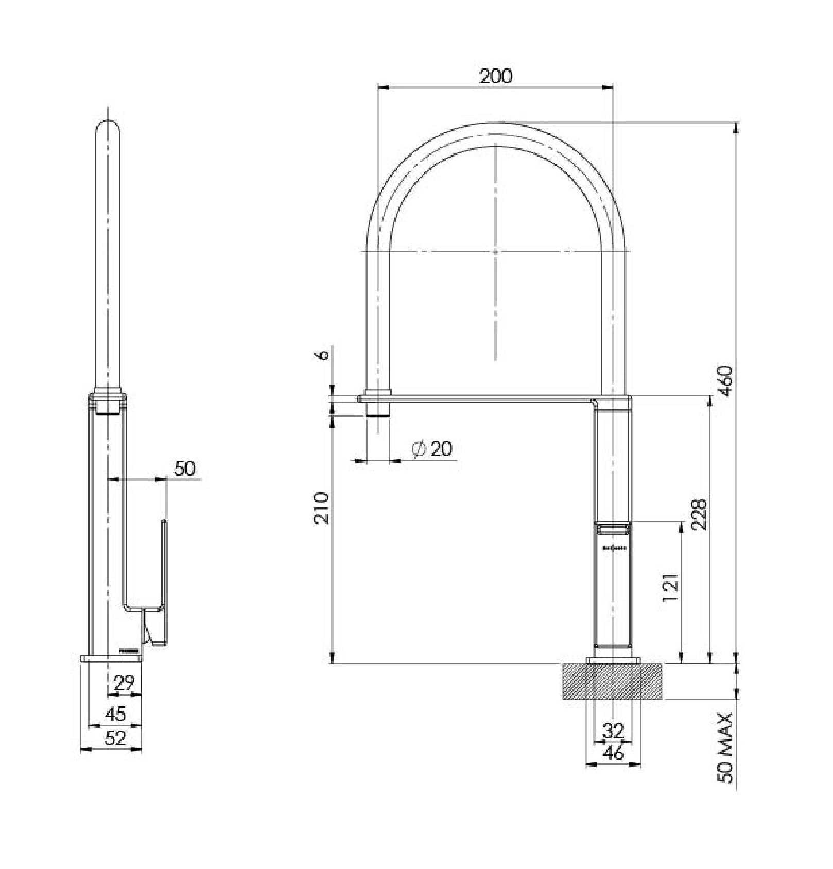 PHOENIX ZIMI SINK MIXER 460MM MATTE BLACK