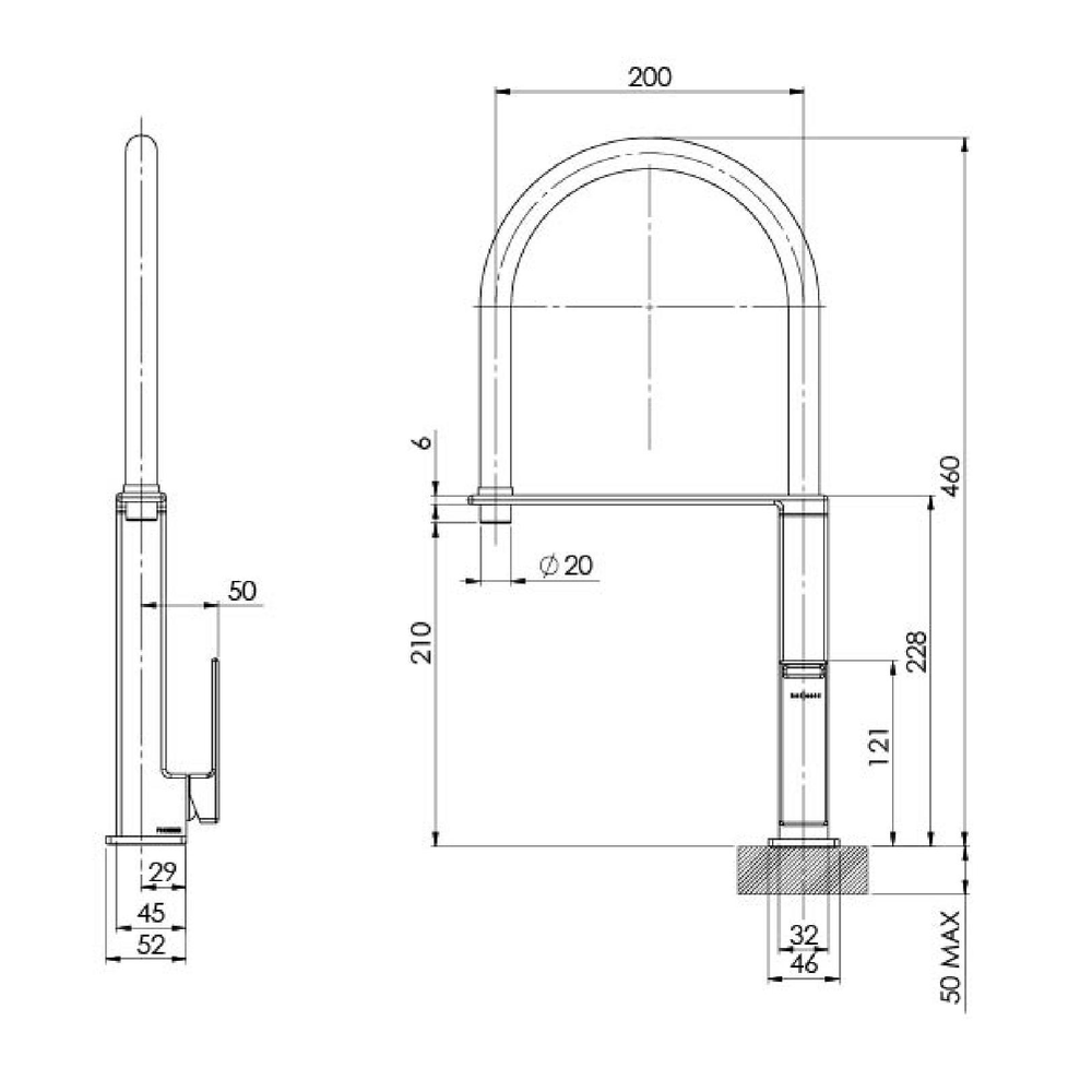 PHOENIX ZIMI SINK MIXER 460MM CHROME