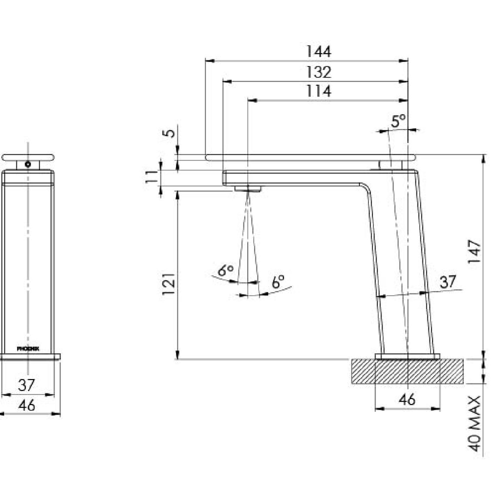 PHOENIX ZIMI BASIN MIXER 147MM BRUSHED NICKEL