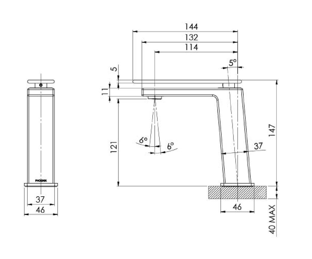 PHOENIX ZIMI BASIN MIXER 147MM BRUSHED NICKEL
