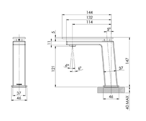 PHOENIX ZIMI BASIN MIXER 147MM BRUSHED NICKEL