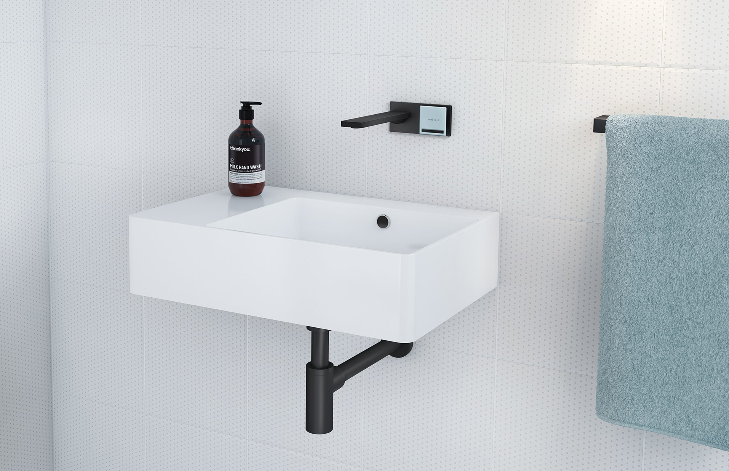 PHOENIX ZIMI WALL BASIN / BATH MIXER SET 219MM MATTE BLACK