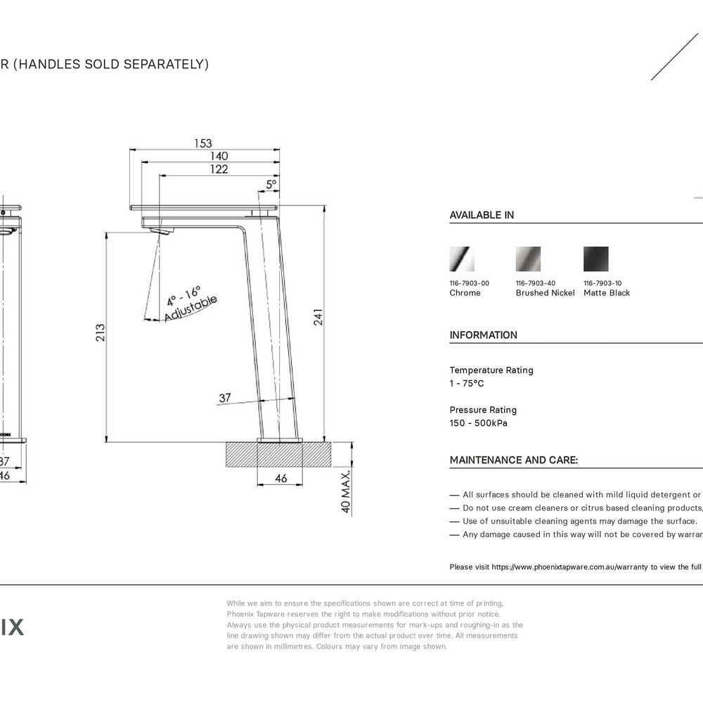 PHOENIX ZIMI VESSEL MIXER 241MM CHROME