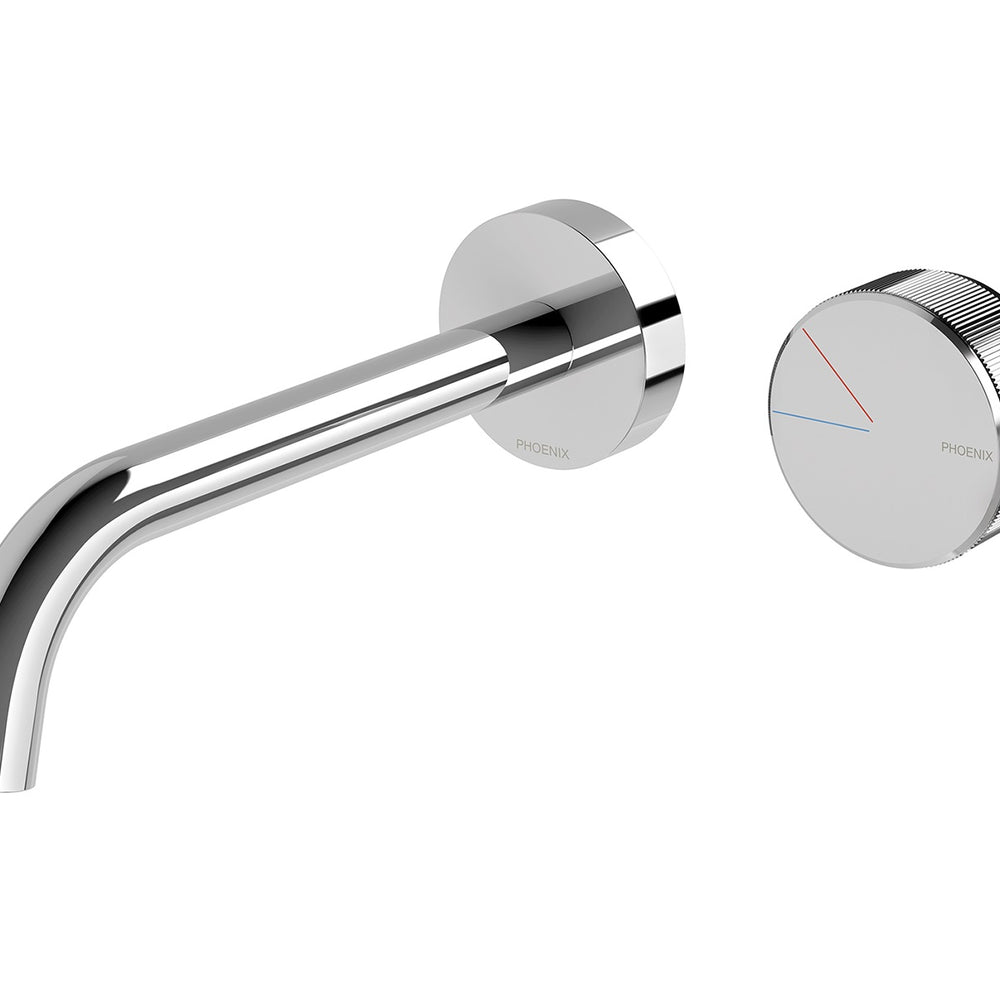 PHOENIX AXIA WALL BASIN / BATH CURVED OUTLET MIXER SET 180MM CHROME