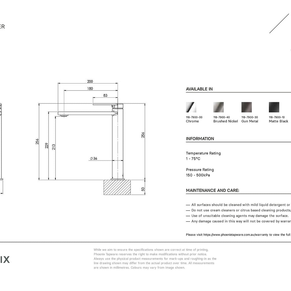 PHOENIX TEEL LEAD FREE VESSEL MIXER 256MM CHROME