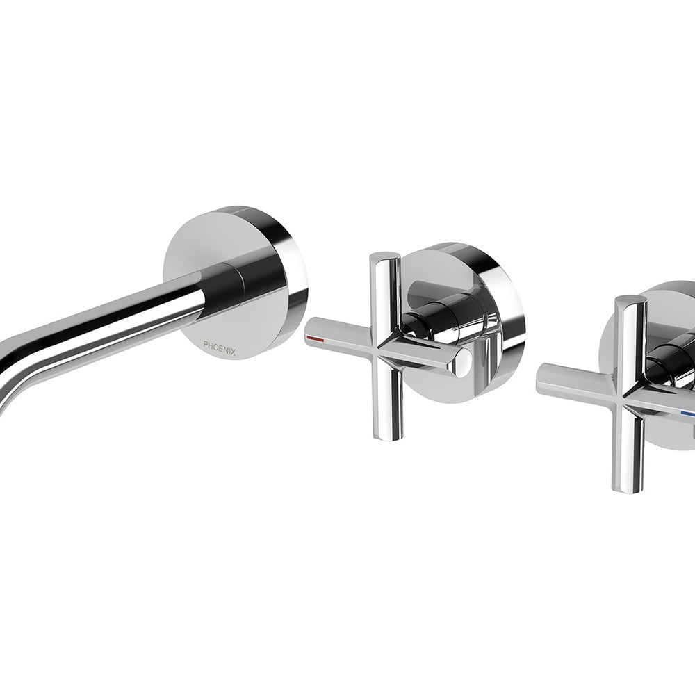 PHOENIX VIVID SLIMLINE PLUS LEAD FREE WALL BASIN / BATH HOSTESS SET OUTLET 185MM CHROME