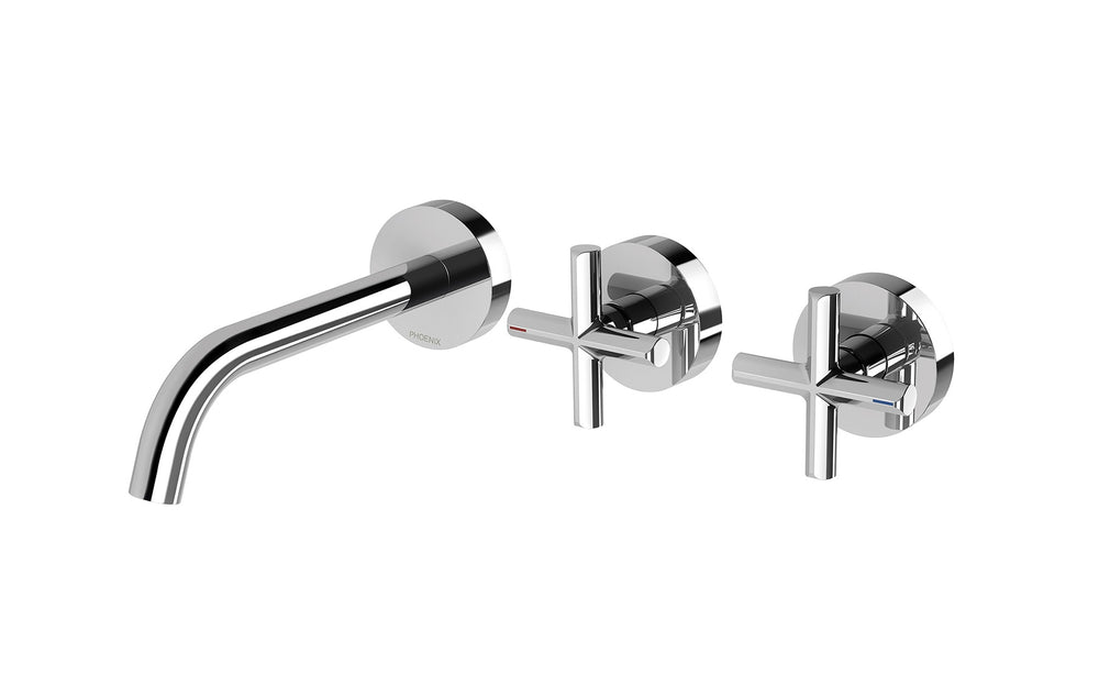PHOENIX VIVID SLIMLINE PLUS WALL BASIN / BATH HOSTESS SET OUTLET 185MM CHROME