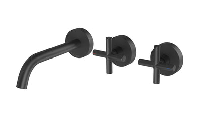 PHOENIX VIVID SLIMLINE PLUS WALL BASIN / BATH HOSTESS SET OUTLET 180MM MATTE BLACK