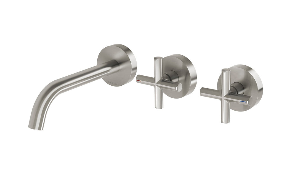 PHOENIX  VIVID SLIMLINE PLUS WALL BASIN / BATH HOSTESS SET 185MM BRUSHED NICKEL