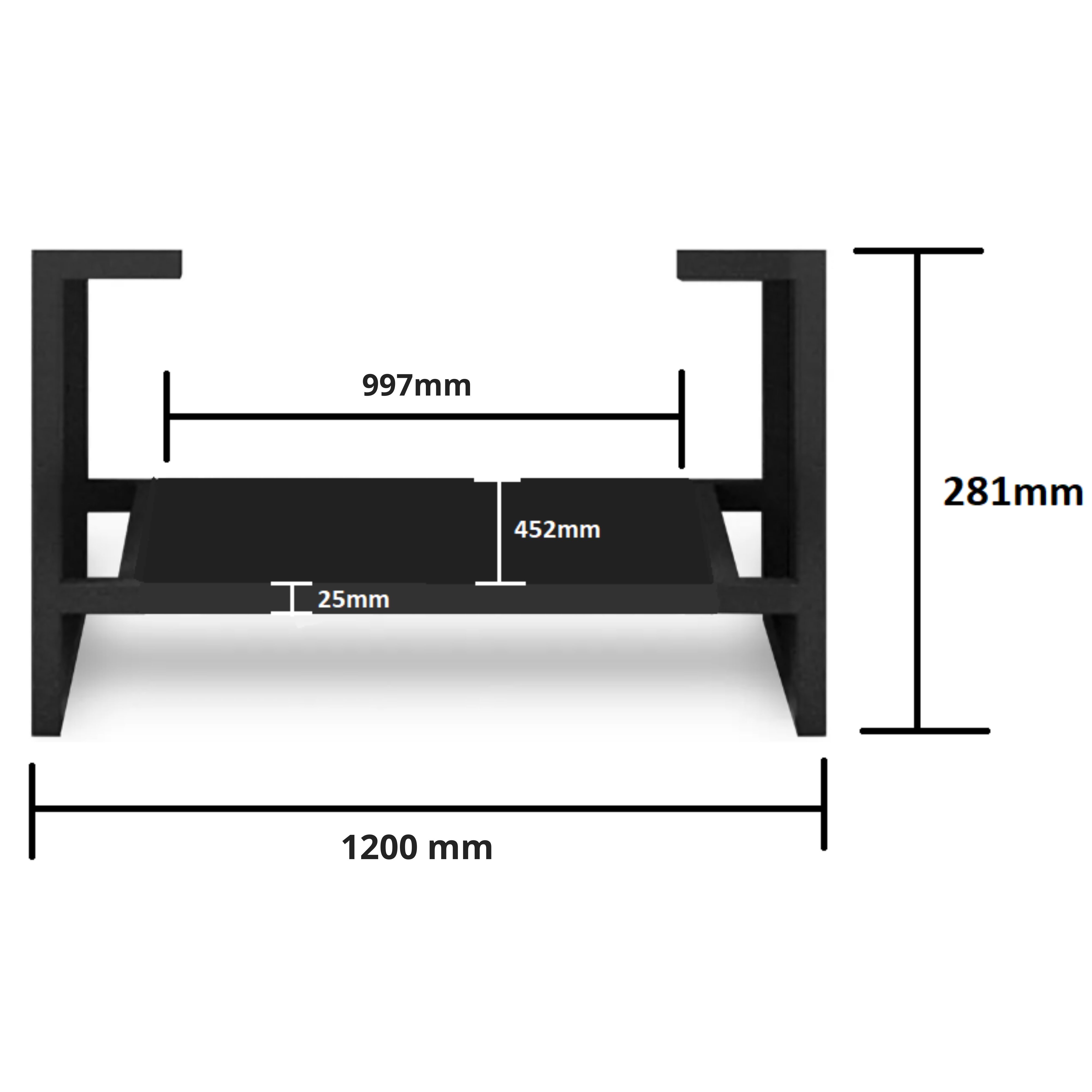 INFINITY KINGO VANITY LEGS MATTE BLACK 1200MM