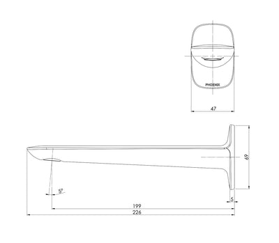 PHOENIX NUAGE WALL BASIN BATH OUTLET 200MM MATTE WHITE