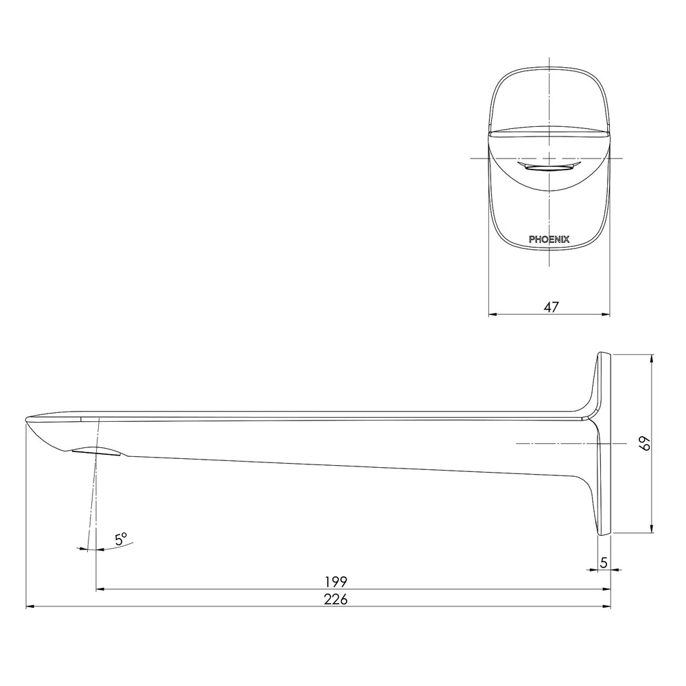 PHOENIX NUAGE WALL BASIN / BATH OUTLET 200MM CHROME