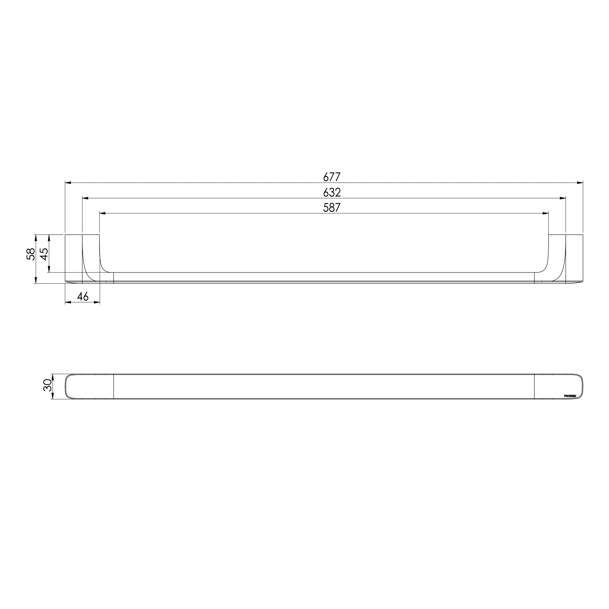 PHOENIX NUAGE SINGLE NON-HEATED TOWEL RAIL MATTE WHITE 600MM AND 800MM