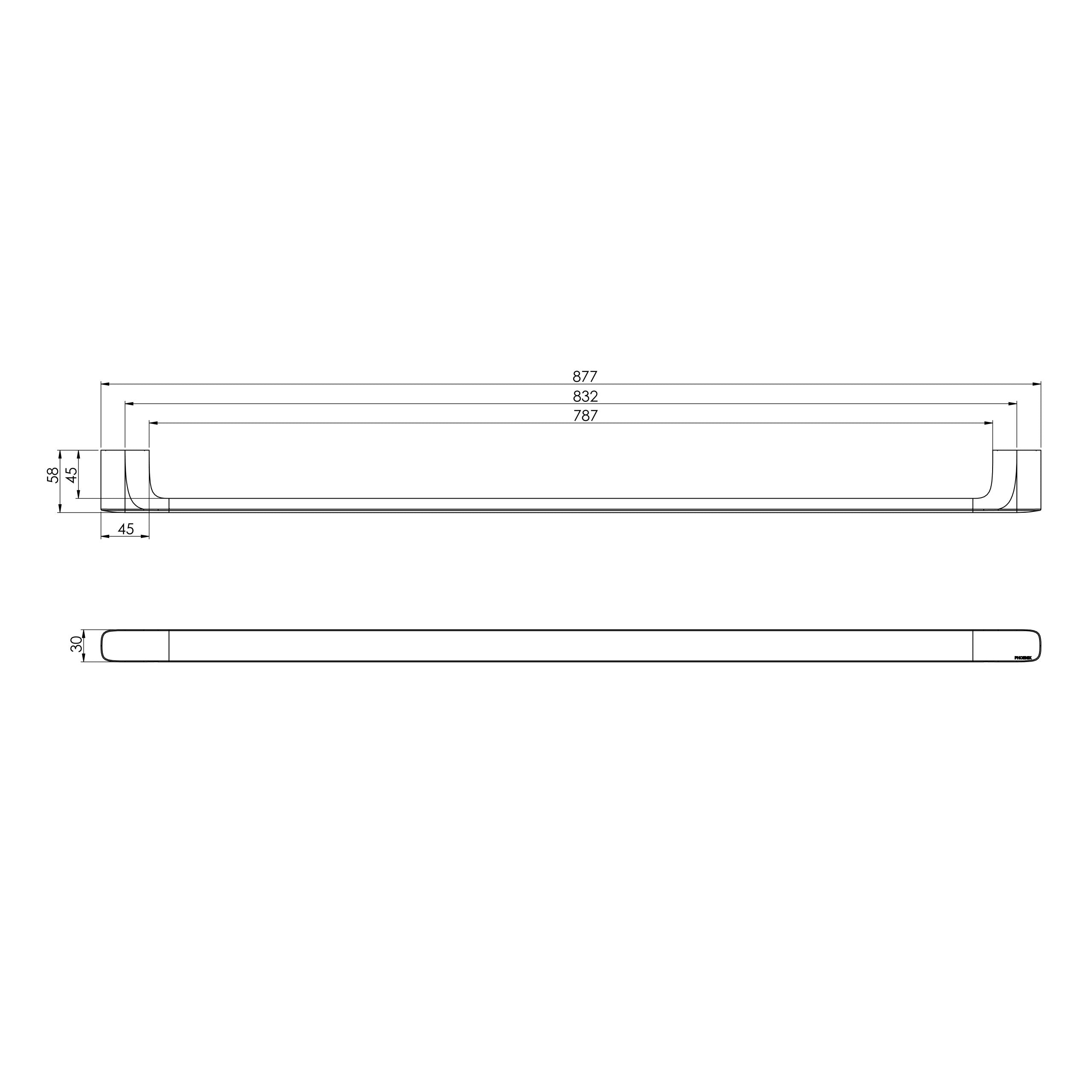 PHOENIX NUAGE SINGLE NON-HEATED TOWEL RAIL BRUSHED CARBON 600MM AND 800MM