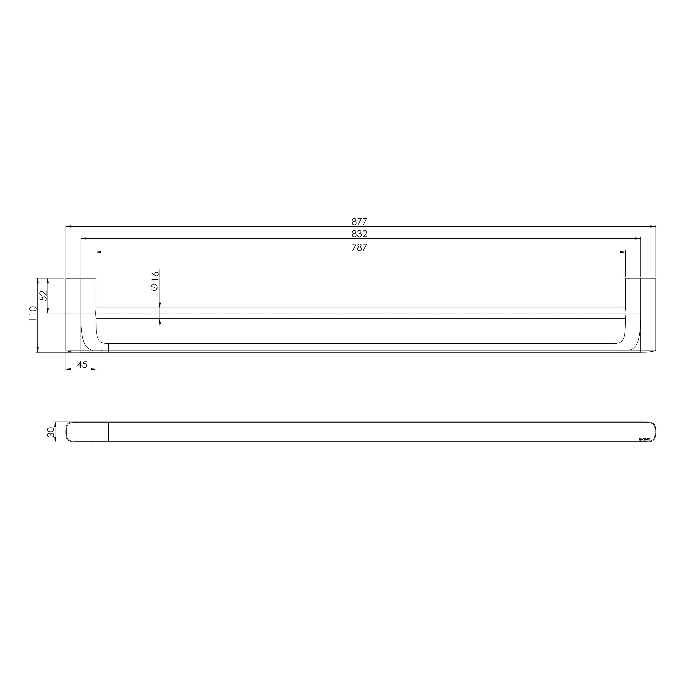 PHOENIX NUAGE DOUBLE NON-HEATED TOWEL RAIL BRUSHED NICKEL 600MM AND 800MM