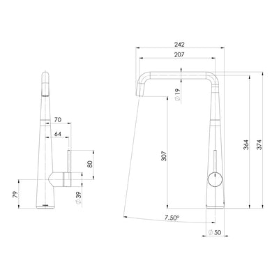 PHOENIX ERLEN SINK MIXER 200MM CHROME
