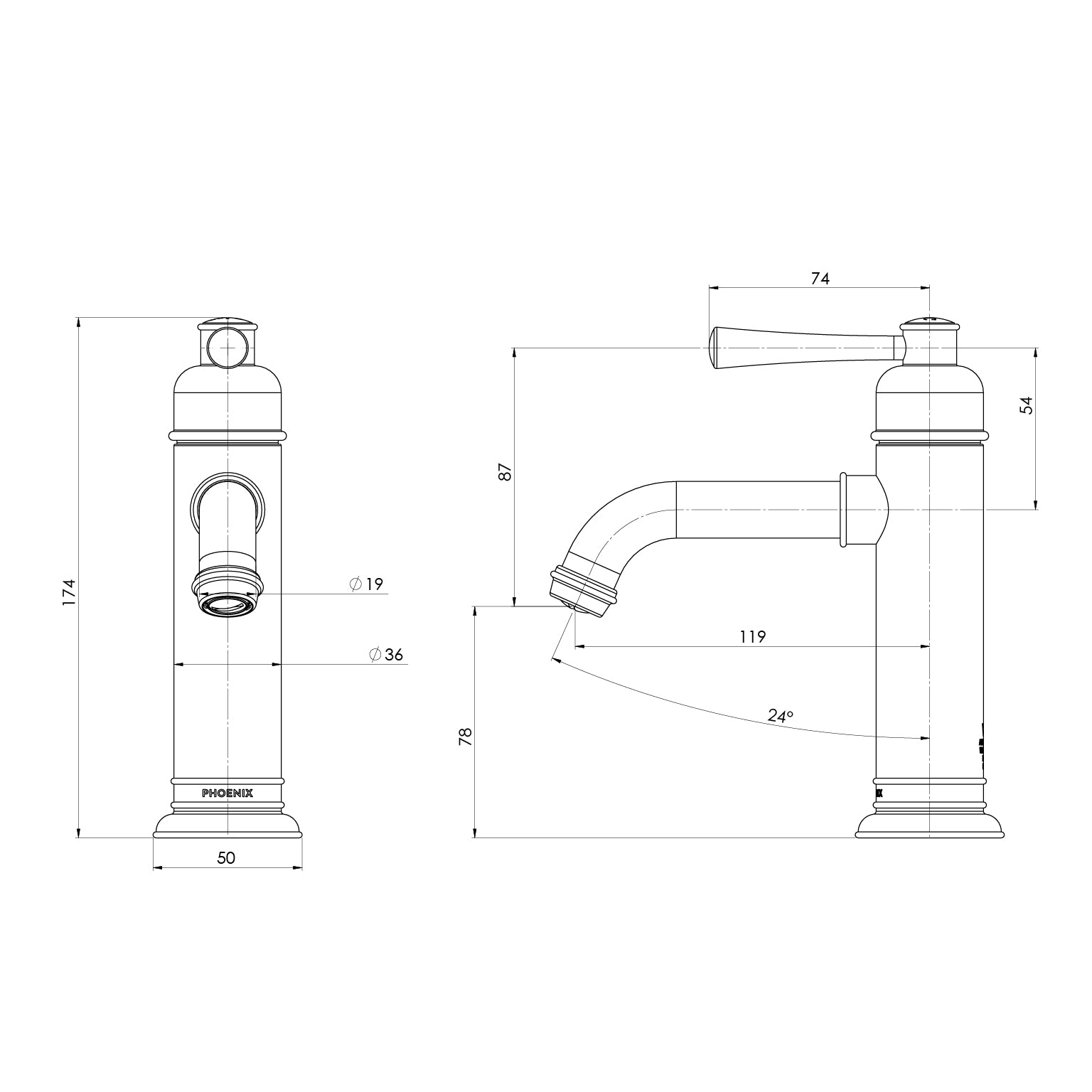 PHOENIX CROMFORD BASIN MIXER 25MM BRUSHED NICKEL