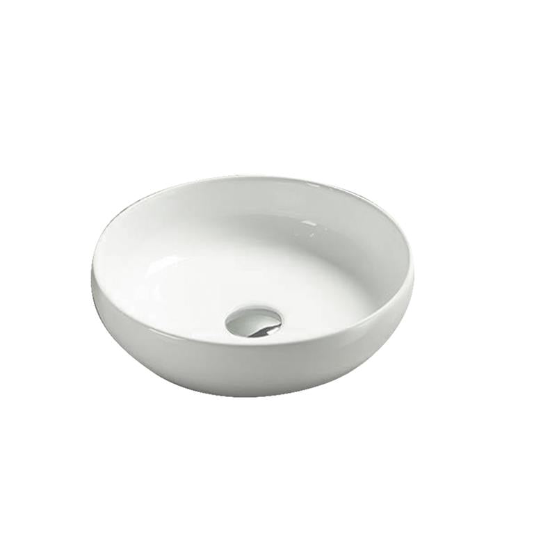 POSEIDON ROUND ABOVE COUNTER CERAMIC ART BASIN MATTE WHITE 370MM