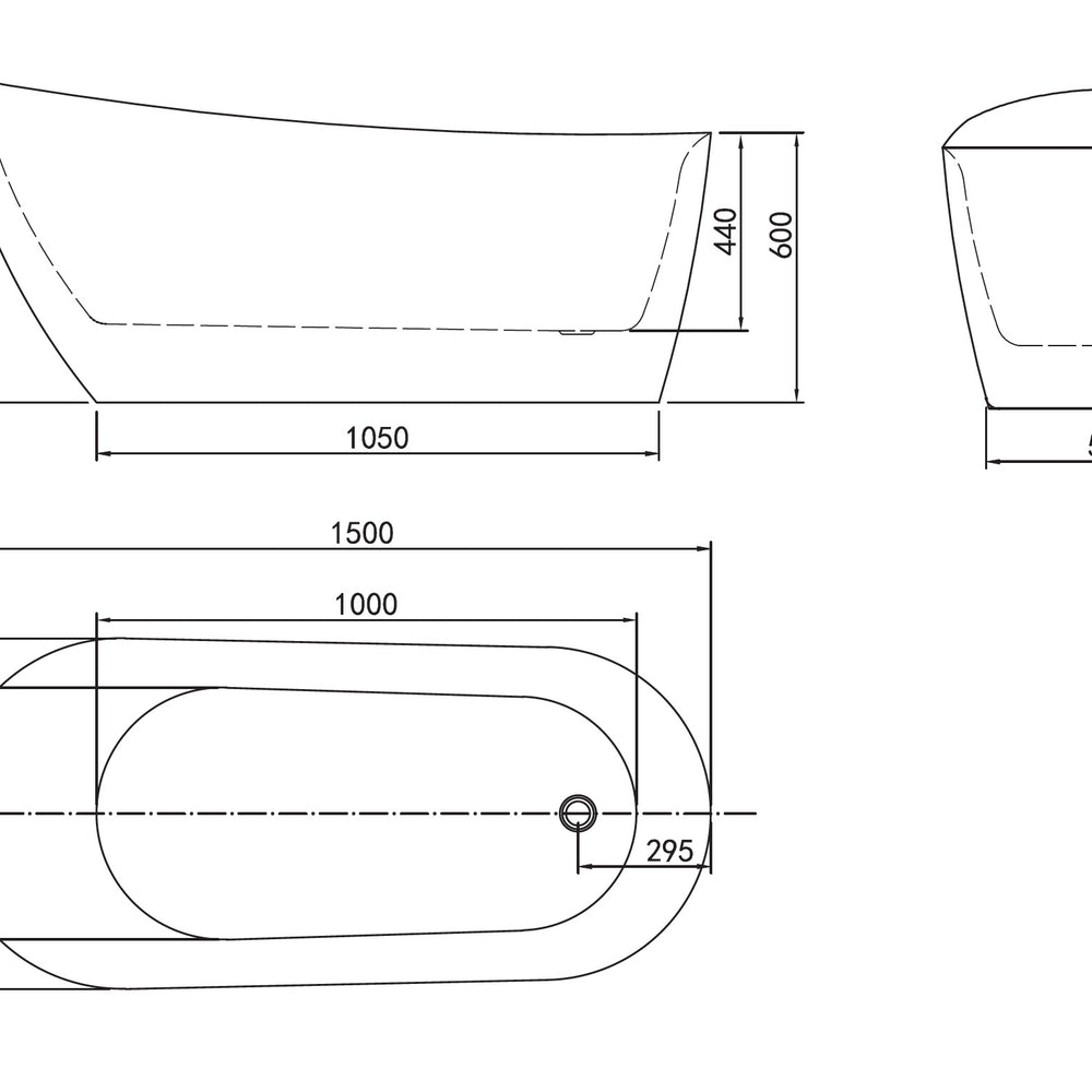 BELBAGNO ROMANO FREE STANDING BATHTUB SEMI GLOSS WHITE (AVAILABLE IN 1500MM AND 1700MM)