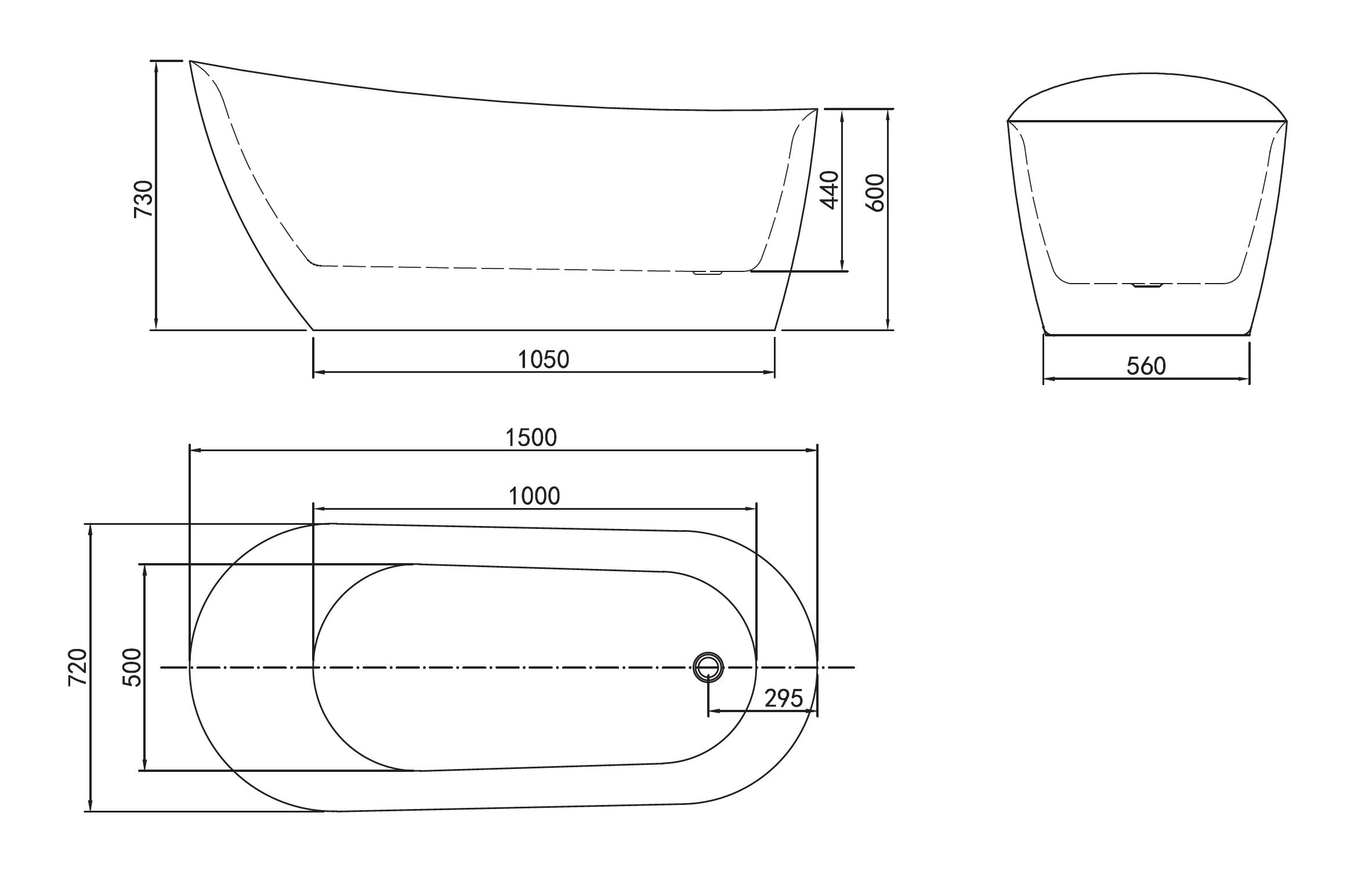 BEL BAGNO ROMANO FREE STANDING BATHTUB SEMI GLOSS WHITE (AVAILABLE IN 1500MM AND 1700MM)