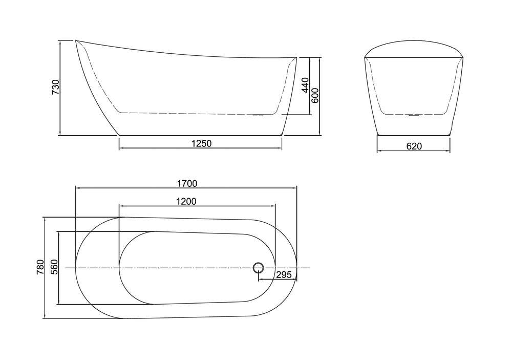 BELBAGNO ROMANO FREE STANDING BATHTUB SEMI GLOSS WHITE (AVAILABLE IN 1500MM AND 1700MM)