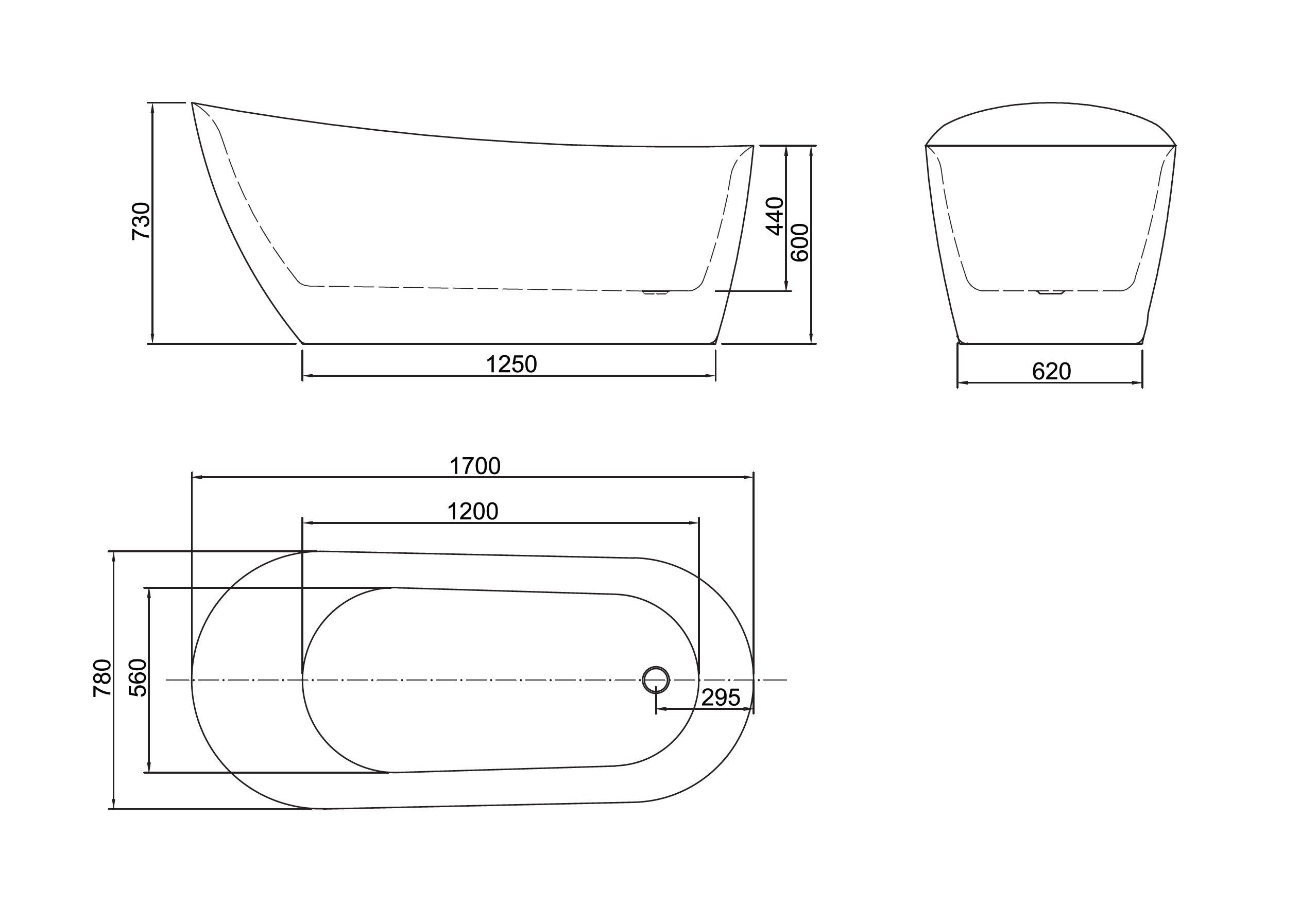 BEL BAGNO ROMANO FREE STANDING BATHTUB SEMI GLOSS WHITE (AVAILABLE IN 1500MM AND 1700MM)