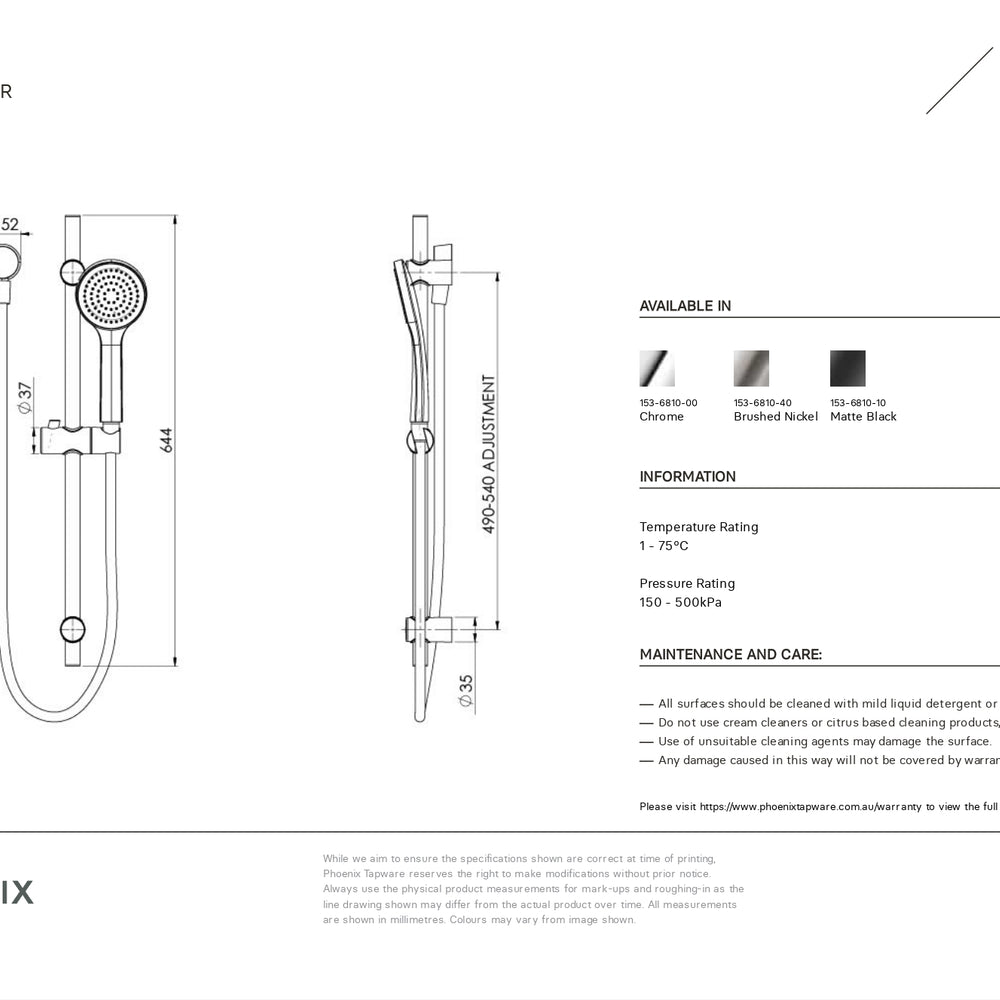 PHOENIX PINA RAIL SHOWER CHROME