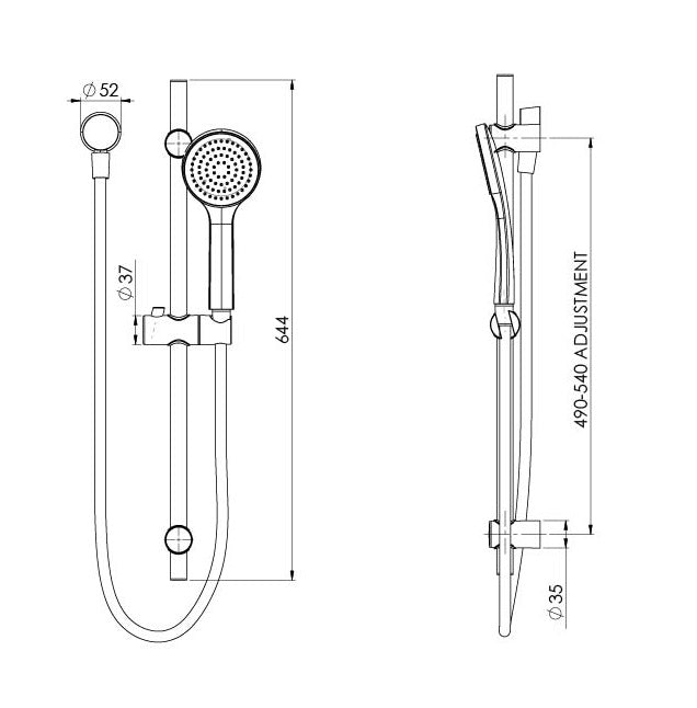 PHOENIX PINA RAIL SHOWER MATTE BLACK