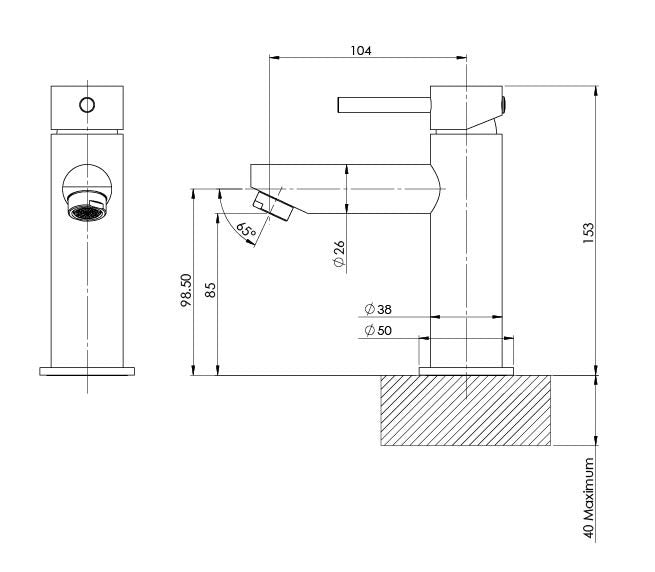 PHOENIX PINA LEAD FREE BASIN MIXER 153MM BRUSHED NICKEL