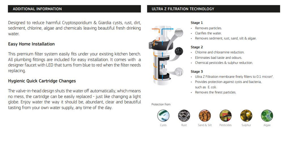 PURETEC LEAD FREE HIGH LOOP DESIGNER FAUCET WITH QUICK TWIST FILTER 0.1 MICRON