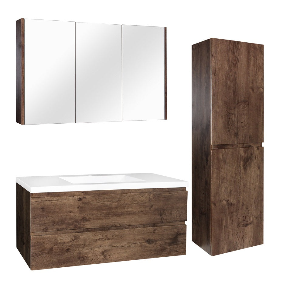 POSEIDON QUBIST DARK OAK MIRROR SHAVING CABINET 1200X720MM