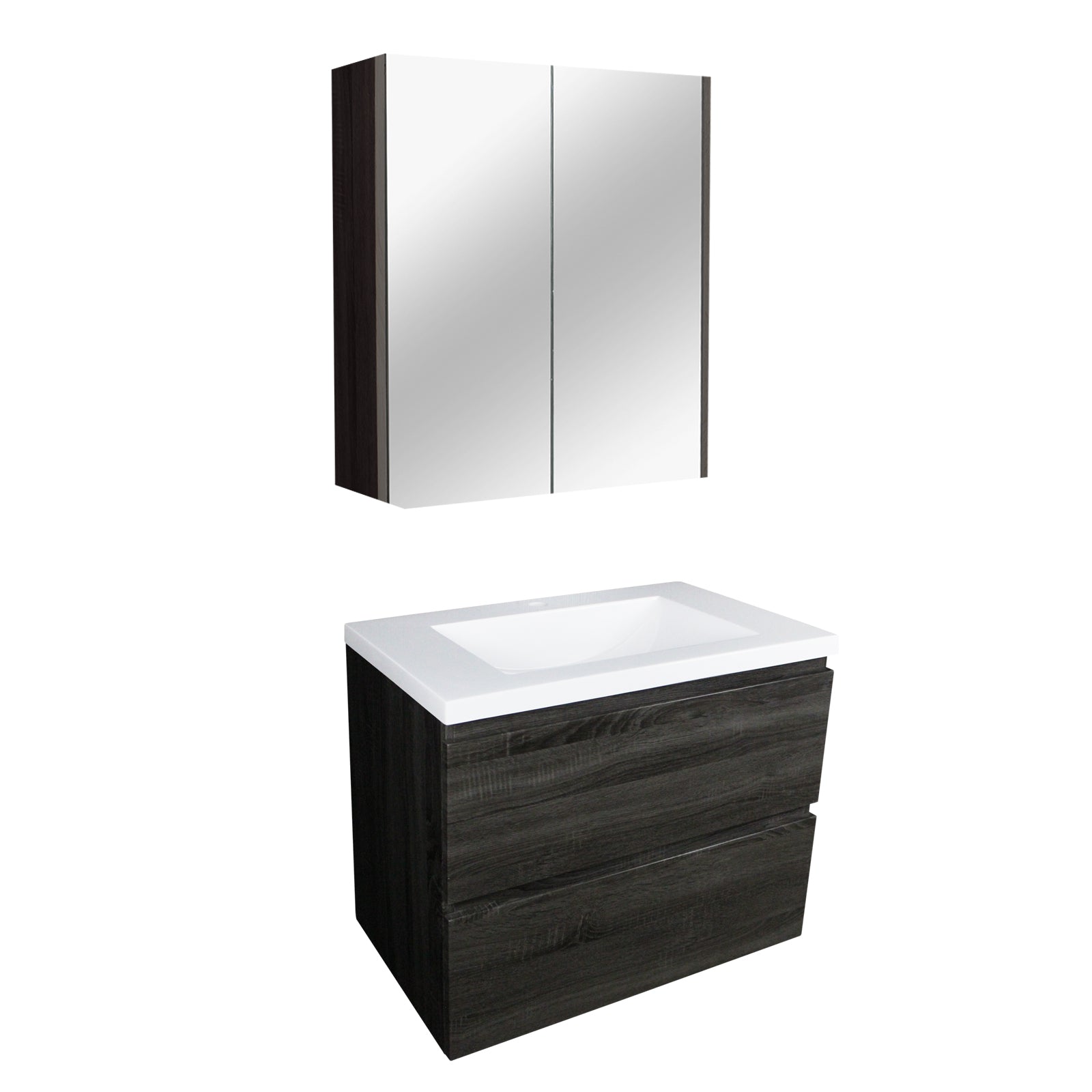 POSEIDON QUBIST DARK GREY MIRROR SHAVING CABINETS (AVAILABLE IN 600MM, 750MM AND 900MM)