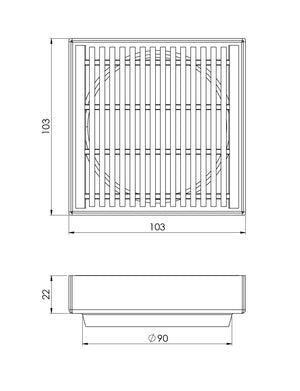 PHOENIX POINT DRAIN HG 100MM OUTLET STAINLESS STEEL 90MM