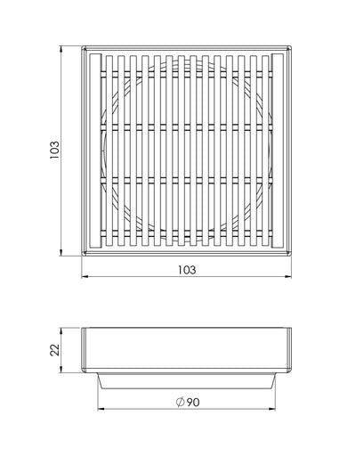 PHOENIX POINT DRAIN HG 100MM OUTLET STAINLESS STEEL 90MM