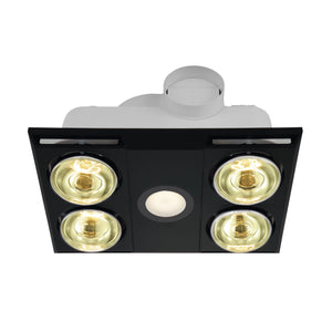 EGLO HEATFLOW 3-IN-1 BATHROOM FAN AND LED LIGHT MATTE BLACK