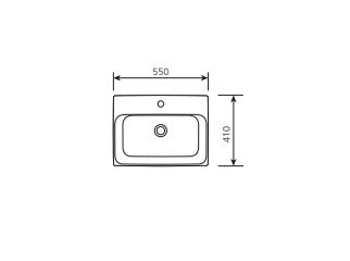 JOHNSON SUISSE GEMELLI RECTANGLE SEMI-INSET BASIN WHITE 550MM